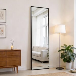 DUMOS 47"x14" Full Length Door Mirror, Full Body Mirror with Aluminum Alloy Thin Frame, Leaning or Hanging, Suitable for Bedroom, Livingroom, Cloakroom, Black - Image 7