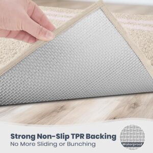 PURRUGS Bathroom Rug Non-Slip Machine Washable 20" x 30", Super Absorbent and Quick Dry Shaggy Microfiber Bath Mat, Extra Soft and Plush Bath Rug for Bathtub, Shower, and Sink, Beige - Image 3