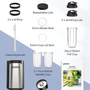 Ganiza Blender for Smoothies, 14Pcs Personal Blender for Shake and Smoothies for Kitchen with 3 Portable Cups (1x24oz & 2X17oz), Single Serve Smoothie Maker, Nutritious Recipe - Image 7