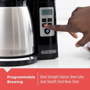 BLACK+DECKER 12 Cup Thermal Programmable Coffee Maker with Brew Strength and VORTEX Technology, Black/Steel, CM2046S - Image 7