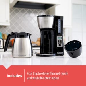 BLACK+DECKER 12 Cup Thermal Programmable Coffee Maker with Brew Strength and VORTEX Technology, Black/Steel, CM2046S - Image 8