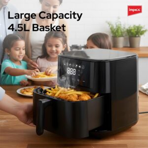 Impex AF 4307 Air Fryer With Adjustable Temperature Control, Overheating Protection 4.5 L 1200W Black - Image 6