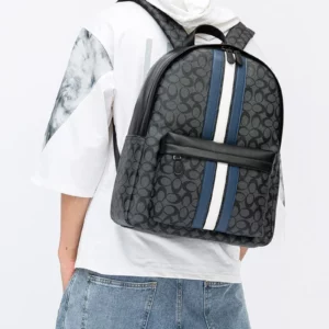 New backpack leather fashion trend splicing contrasting color backpack travel bag - Image 2