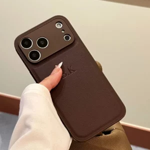 Personalized Luxury Customized Name 3D DIY Hot Engrave Faux Leather Phone Case For iPhone 17 16 15 14 13 Pro Max Plus Air - Image 3