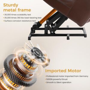 Power Lift Recliner Chair for Elderly & Seniors, Breathable Leather Electric Recliner with Vibration Massage & Lumbar Heating, Silent Motor w/USB/Cup Holders, Tool-Free Easy Assembly, Brown - Image 6