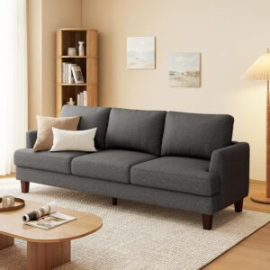 Gericco Mid Century Modern Couches for Living Room, 89" Comfy Couch Sofa with 3-Seater Deep Seats, Upholstered Sofas for Living Room, Office Apartment, Bedroom, Dark Grey - Image 1