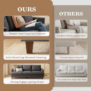 Gericco Mid Century Modern Couches for Living Room, 89" Comfy Couch Sofa with 3-Seater Deep Seats, Upholstered Sofas for Living Room, Office Apartment, Bedroom, Dark Grey - Image 7