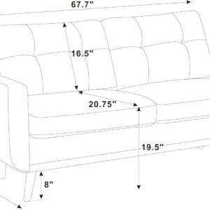 Ball & Cast 67.7" Loveseat Sofa,Mid Century Modern Love Seat Couches for Living Room,Button Tufted Upholstered Small Couch with Solid Wood Legs for Bedroom,Apartment,Office,Easy Assembly,Camel - Image 9