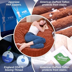 4ft Bean Bags Chair for Adults, Giant Beanbag Chair with Memory Foam Filled, Soft Comfy Large Bean Bag Couch Big Sofa Bed for Living Room Bedroom (Brown) - Image 3