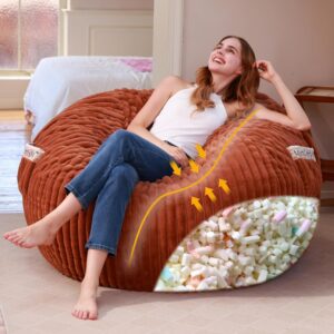 4ft Bean Bags Chair for Adults, Giant Beanbag Chair with Memory Foam Filled, Soft Comfy Large Bean Bag Couch Big Sofa Bed for Living Room Bedroom (Brown) - Image 6