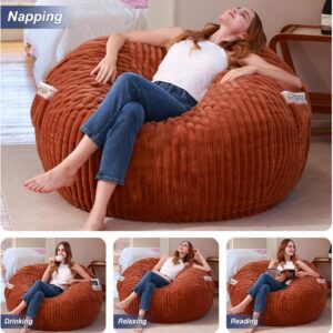 4ft Bean Bags Chair for Adults, Giant Beanbag Chair with Memory Foam Filled, Soft Comfy Large Bean Bag Couch Big Sofa Bed for Living Room Bedroom (Brown) - Image 7
