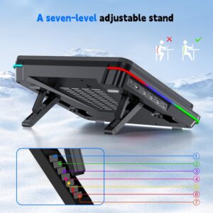 IETS GT600 RGB Laptop Cooling Pad Equipped with Gigantic Turbo-Fan（5.5inch Diameter）,Sealed Foam for Rapid Cooling Gaming Laptop,14.1-19.3 inch Laptop Cooler with 3-Port USB Hub,Dust Filter - Image 8