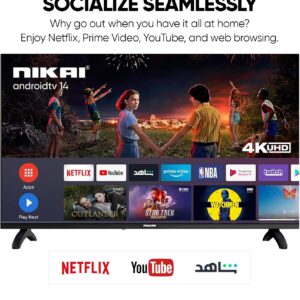 Nikai 50" Ultra HD 4K Smart LED TV, Android 13, Built-in WiFi, 60Hz Refresh Rate, Quad-Core Processor, 3 HDMI Ports, 2 USB Ports, Slim Frame - UHD5010SLED - Image 6
