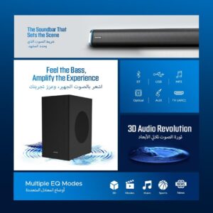 Faster Theater Pro T3000 RGB Soundbar Speaker- 2.1CH Wired Subwoofer and Wireless Soundbar Portable Speaker- 160W Audio Output Power Home Theater 5.0 Bluetooth Speaker TV-ARC, PC, USB, BT, AUX, OPT - Image 3