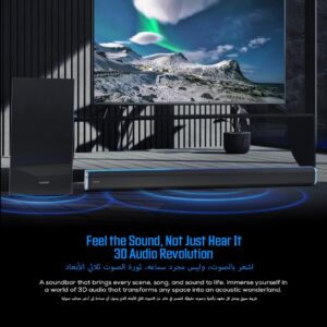 Faster Theater Pro T3000 RGB Soundbar Speaker- 2.1CH Wired Subwoofer and Wireless Soundbar Portable Speaker- 160W Audio Output Power Home Theater 5.0 Bluetooth Speaker TV-ARC, PC, USB, BT, AUX, OPT - Image 4