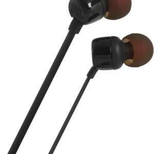 JBL Tune 110 Wired In-Ear Headphones, Deep and Powerful Pure Bass Sound, 1-Button Remote/Mic, Tangle-Free Flat Cable, Ultra Comfortable Fit - Black, JBLT110BLK - Image 3