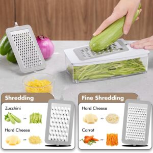 Geedel Vegetable Cutter, Onion Cutter Pro Food Chopper, Kitchen Vegetable Slicer Dicer Cutter Grater, Veggie Chopper with container for Salad Onion Potato Carrot (4 in 1, White) - Image 3