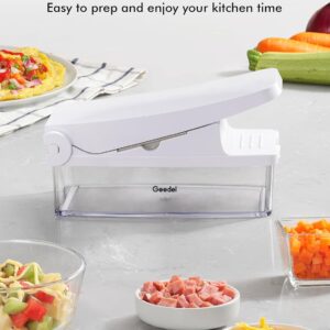 Geedel Vegetable Cutter, Onion Cutter Pro Food Chopper, Kitchen Vegetable Slicer Dicer Cutter Grater, Veggie Chopper with container for Salad Onion Potato Carrot (4 in 1, White) - Image 6