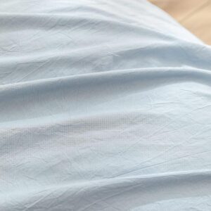 Duvet Cover Set 100% Washed Cotton Linen Feel Super Soft Comfortable Chic Lightweight 3 PCs Home Bedding Set Cornflower Blue Queen - Image 6