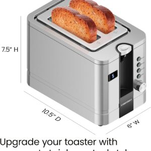 Chefman 2-Slice Digital Toaster, Pop-Up, Stainless Steel, Extra-Wide Slots For Bagels, Defrost, Reheat, Cancel Functions, Removable Crumb Tray - Image 3