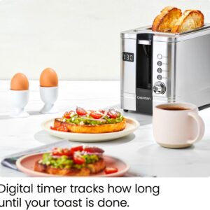 Chefman 2-Slice Digital Toaster, Pop-Up, Stainless Steel, Extra-Wide Slots For Bagels, Defrost, Reheat, Cancel Functions, Removable Crumb Tray - Image 5