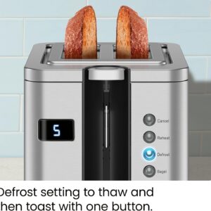 Chefman 2-Slice Digital Toaster, Pop-Up, Stainless Steel, Extra-Wide Slots For Bagels, Defrost, Reheat, Cancel Functions, Removable Crumb Tray - Image 9