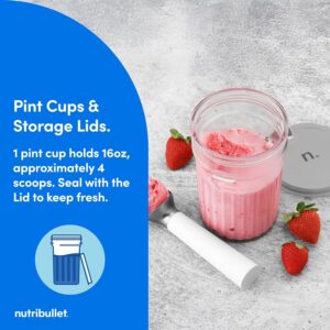 nutribullet Chill Ice Cream Maker, for Gelato, Sorbet, Frozen Yogurt, Smoothie Bowls, Compact Size, (2) Dishwasher Safe 16 oz. Pint Cups with Lids, White, NBD50100AW - Image 3