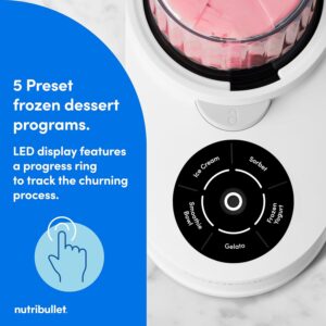 nutribullet Chill Ice Cream Maker, for Gelato, Sorbet, Frozen Yogurt, Smoothie Bowls, Compact Size, (2) Dishwasher Safe 16 oz. Pint Cups with Lids, White, NBD50100AW - Image 4