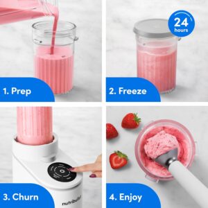 nutribullet Chill Ice Cream Maker, for Gelato, Sorbet, Frozen Yogurt, Smoothie Bowls, Compact Size, (2) Dishwasher Safe 16 oz. Pint Cups with Lids, White, NBD50100AW - Image 6