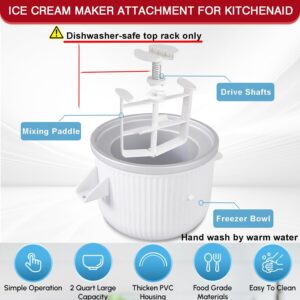 Ice Cream Maker Attachment for KitchenAid Stand Mixer, Compatible with 4.5/5QT & 6QT Stand Mixers, 2 Quart Frozen Kitchenaid Ice Cream Maker Attachment Ice Cream Bowl for Yogurt/Sorbet Gelato - Image 3