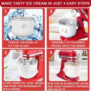 Ice Cream Maker Attachment for KitchenAid Stand Mixer, Compatible with 4.5/5QT & 6QT Stand Mixers, 2 Quart Frozen Kitchenaid Ice Cream Maker Attachment Ice Cream Bowl for Yogurt/Sorbet Gelato - Image 6