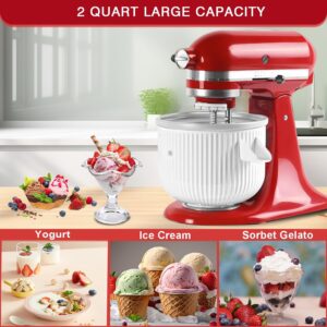 Ice Cream Maker Attachment for KitchenAid Stand Mixer, Compatible with 4.5/5QT & 6QT Stand Mixers, 2 Quart Frozen Kitchenaid Ice Cream Maker Attachment Ice Cream Bowl for Yogurt/Sorbet Gelato - Image 8