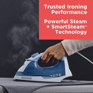 BLACK+DECKER Easy Steam Compact Iron for Clothes, Automatic Shutoff, Nonstick Plate, Light Weight, 1200 Watts - Image 3
