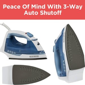 BLACK+DECKER Easy Steam Compact Iron for Clothes, Automatic Shutoff, Nonstick Plate, Light Weight, 1200 Watts - Image 7