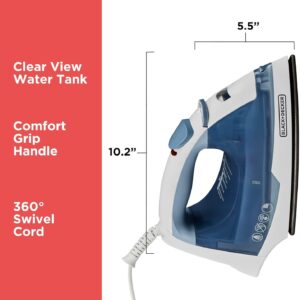 BLACK+DECKER Easy Steam Compact Iron for Clothes, Automatic Shutoff, Nonstick Plate, Light Weight, 1200 Watts - Image 11