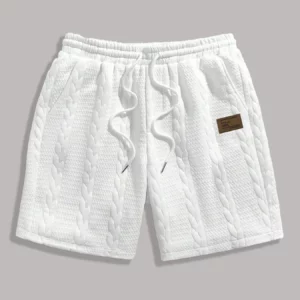 Men's White Drawstring Casual Shorts Summer Loose Breathable 5 Inch Shorts - Image 2