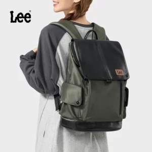 Lee Brand Large Capacity Flip Leather 16 inch Laptop School Bag for Student, Men Women Outdoor Waterproof Oxford Travel Backpack - Image 5