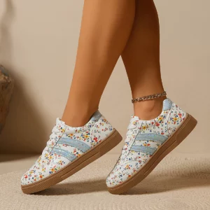 2026 Spring/Summer New Countryside Floral Canvas Shoes for Women, Breathable Flat Flat Casual Sports Shoes - Image 5