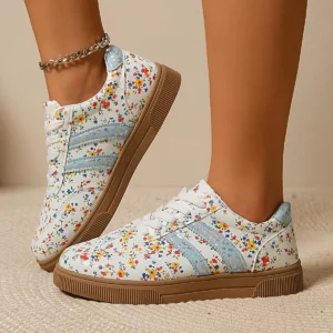 2026 Spring/Summer New Countryside Floral Canvas Shoes for Women, Breathable Flat Flat Casual Sports Shoes - Image 2