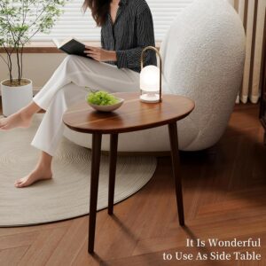 Small Oval Coffee Tables Set,Acacia Wood Nesting Tables(25.6"x17.7"+17.7"x13.4" for Living Room Small Spaces Office,Easy Assembly Wooden Minimalist Walnut Mid Century Modern Coffee Table - Image 6