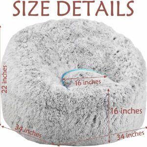 Plush Faux Fur Bean Bag Chairs, Memory Foam Filled Sofa Chair Shape Bean Bag for Adults/Teens/Kids, Ultra-Soft Lazy Sofa for Living Room Bedroom College Dorm, Grey - Image 2