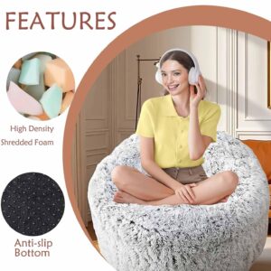 Plush Faux Fur Bean Bag Chairs, Memory Foam Filled Sofa Chair Shape Bean Bag for Adults/Teens/Kids, Ultra-Soft Lazy Sofa for Living Room Bedroom College Dorm, Grey - Image 6
