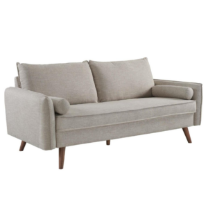 Modway Revive Contemporary Modern Fabric Upholstered Sofa In Beige - Image 1