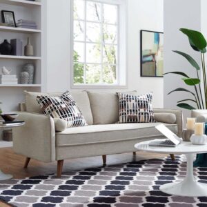 Modway Revive Contemporary Modern Fabric Upholstered Sofa In Beige - Image 2