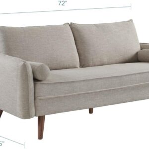 Modway Revive Contemporary Modern Fabric Upholstered Sofa In Beige - Image 3