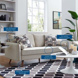 Modway Revive Contemporary Modern Fabric Upholstered Sofa In Beige - Image 6