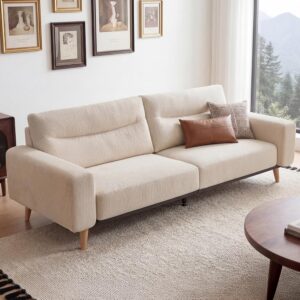 Claiks 81" Oversized Loveseat Sofa, Mid Century Modern Couch for Living Room, Bedroom & Apartment, Corduroy Upholstered 2-3 Seater Sofa with Sturdy Metal Frame, Easy Assembly, Beige - Image 3