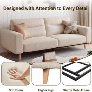 Claiks 81" Oversized Loveseat Sofa, Mid Century Modern Couch for Living Room, Bedroom & Apartment, Corduroy Upholstered 2-3 Seater Sofa with Sturdy Metal Frame, Easy Assembly, Beige - Image 4