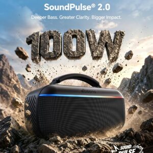 dbsono Portable Bluetooth Speaker Wireless: 100W(Peak) SoundPulse 2.0 with BassBoost, Waterproof Loud Party Speakers, Unlimited Pairing, TWS for Outdoor/Indoor, Beach Vacation Essential, Black - Image 2