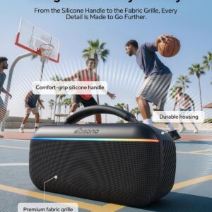 dbsono Portable Bluetooth Speaker Wireless: 100W(Peak) SoundPulse 2.0 with BassBoost, Waterproof Loud Party Speakers, Unlimited Pairing, TWS for Outdoor/Indoor, Beach Vacation Essential, Black - Image 5